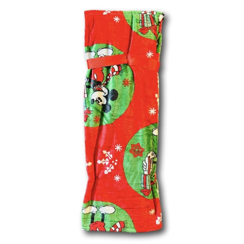 Disney Mickey Mouse Plush Red Throw Christmas Holiday Blanket 50in.x70in. - Picture 2 of 4